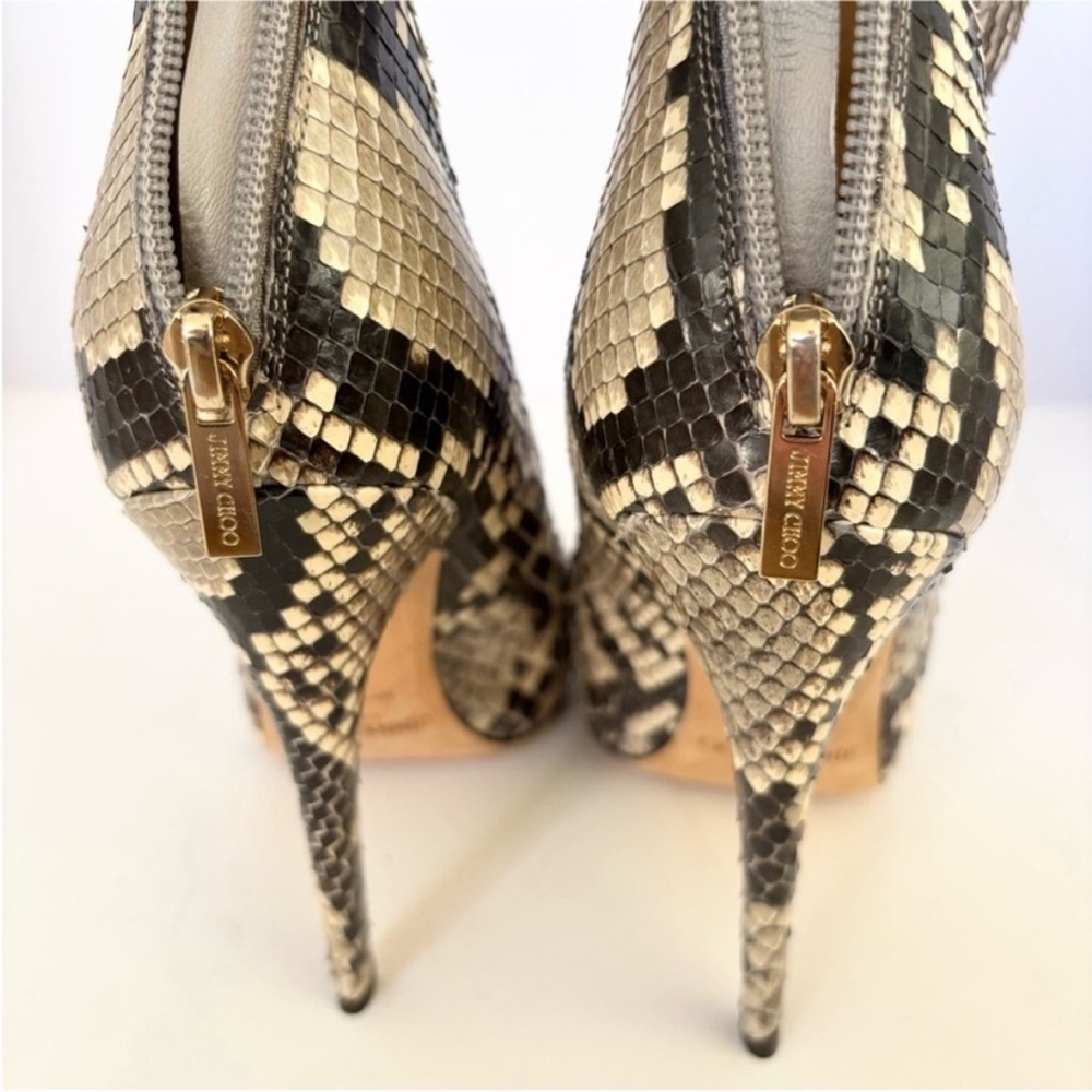 Jimmy Choo Ankle Boots Stiletto Python Snakeskin Archival Leather Black Size 40 - Picture 13 of 15